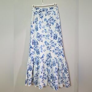 ANTONIO MELANI White Maxi Skirt with Blue Floral Print